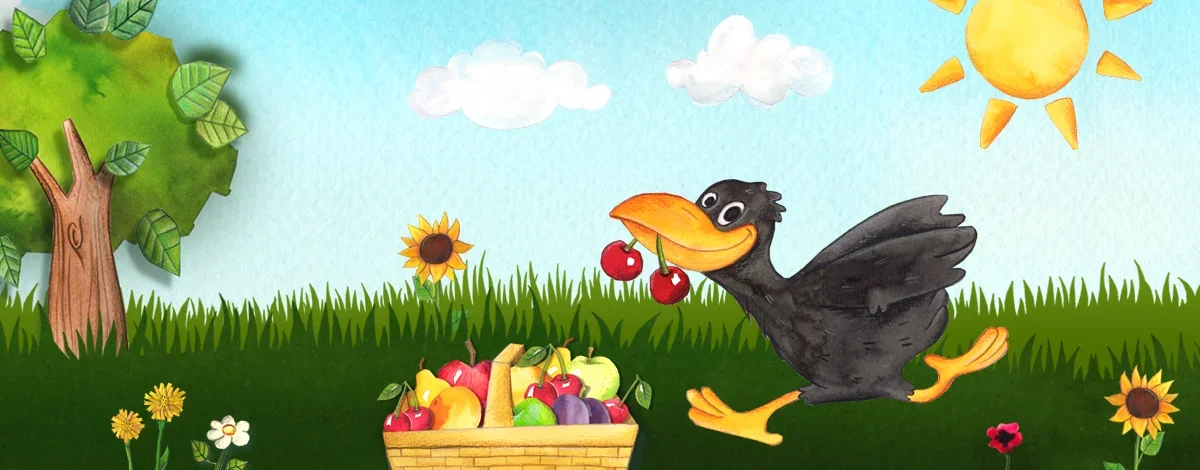 The Orchard: Collect the fruit before the cheeky raven gets it.